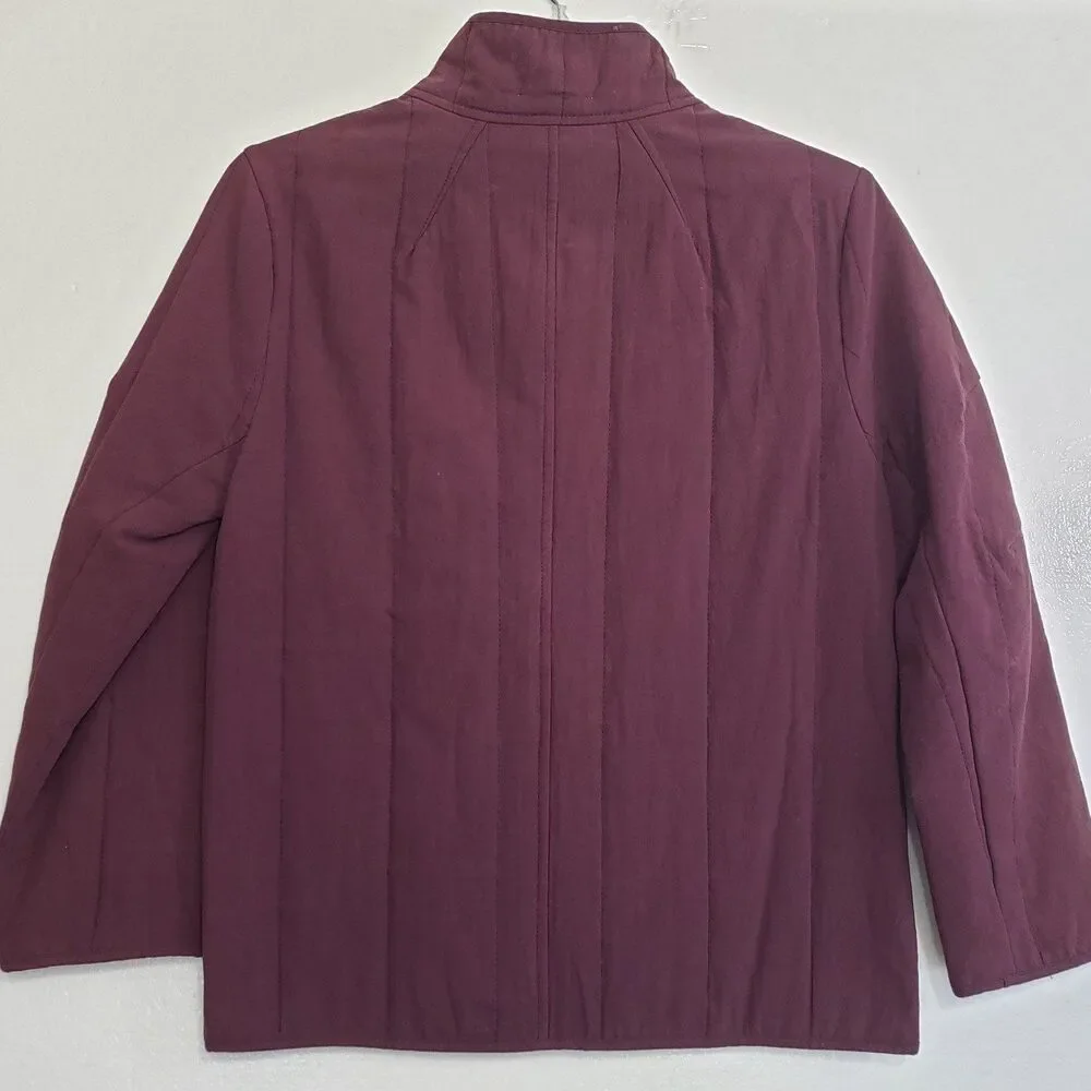 Polagram Woman's Button Front Burgundy Cotton Lined Jacket, Size Medium